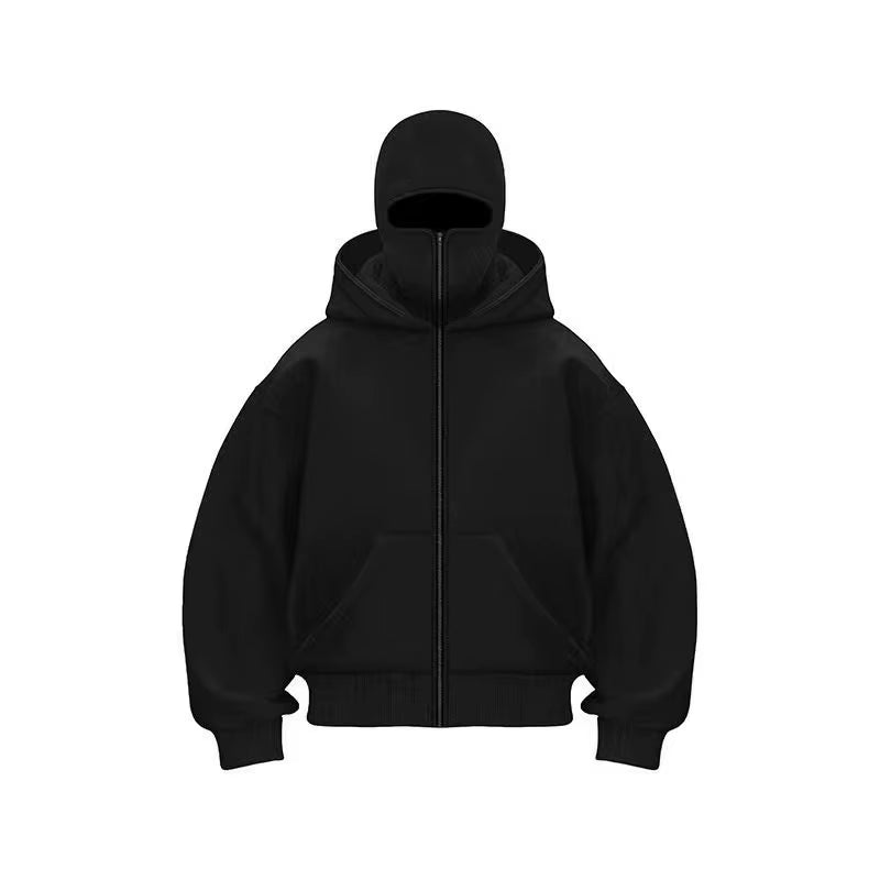 Men and Women Balaclava Y2K Gothic Harajuku Winter New Item Double Hooded Sweatshirt Men'S Hooded Mask Zipper Sportswear