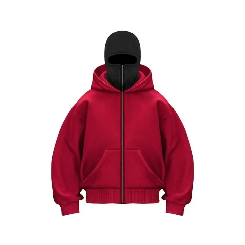 Men and Women Balaclava Y2K Gothic Harajuku Winter New Item Double Hooded Sweatshirt Men'S Hooded Mask Zipper Sportswear