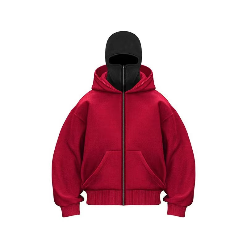 Men and Women Balaclava Y2K Gothic Harajuku Winter New Item Double Hooded Sweatshirt Men'S Hooded Mask Zipper Sportswear