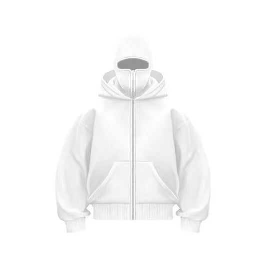 Men and Women Balaclava Y2K Gothic Harajuku Winter New Item Double Hooded Sweatshirt Men'S Hooded Mask Zipper Sportswear