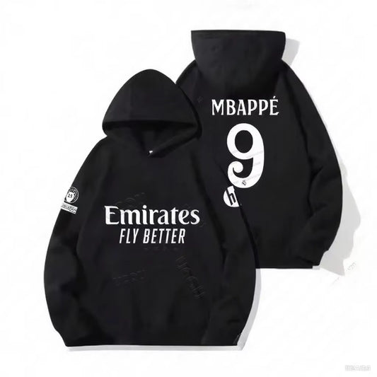 Mbappé No.9 Football Hooded Pullover for Men Women Winter Oversize Casual Long Sleeve Sweatshirt Loose Cotton Casual Hoodies