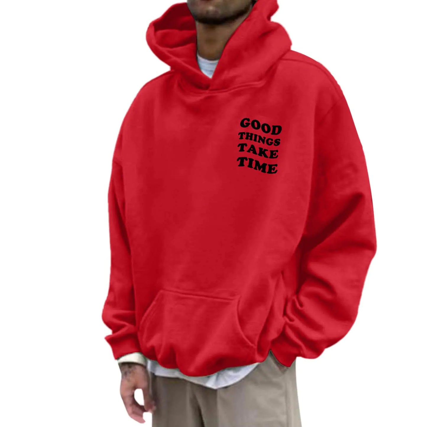 Generic Love Like Hoodies For Men Letter Graphic Hoodies With Pocket Long Sleeve Drawstring Hooded Sweatshirts (Z0220A-Red XL) X-Large
