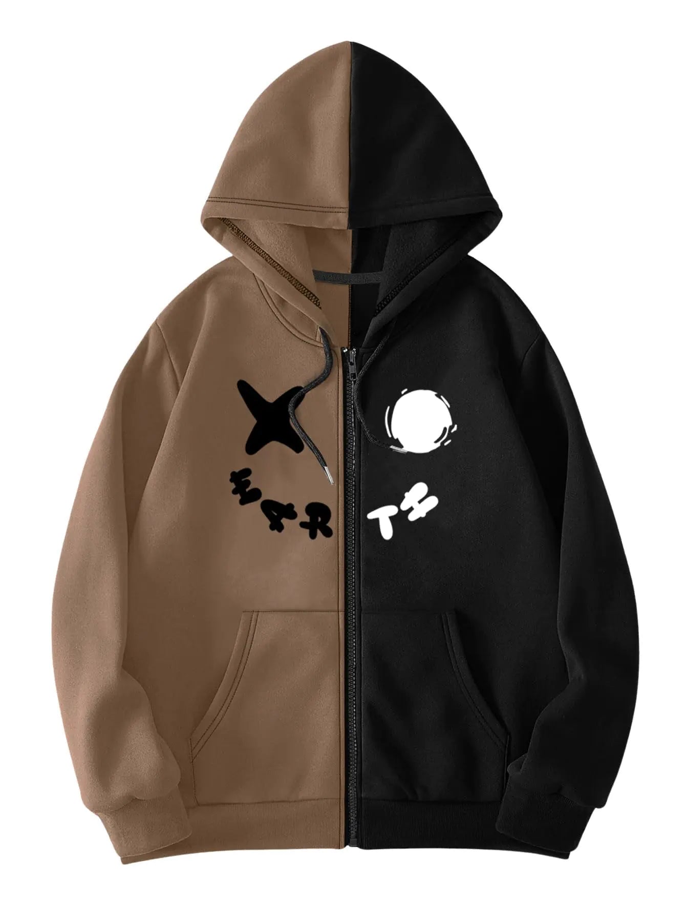 RoseSeek Mens Zip Up Hoodies Graphic Long Sleeve Pullover Hoodies Sweatshirt Western Streetwear Hoodies Deep Brown Large